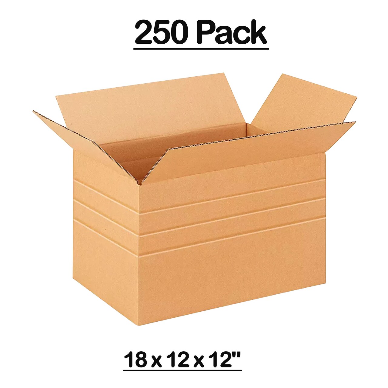 250 Pack Custom Fit Multi Depth Corrugated Shipping Boxes for Ecommerce and Storage 18 x 12 x 12 inch